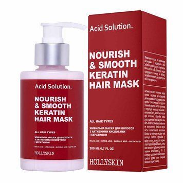 Живильна маска для волосся з активними кислотами і кератином HOLLYSKIN Acid Solution. 200мл 00101 фото